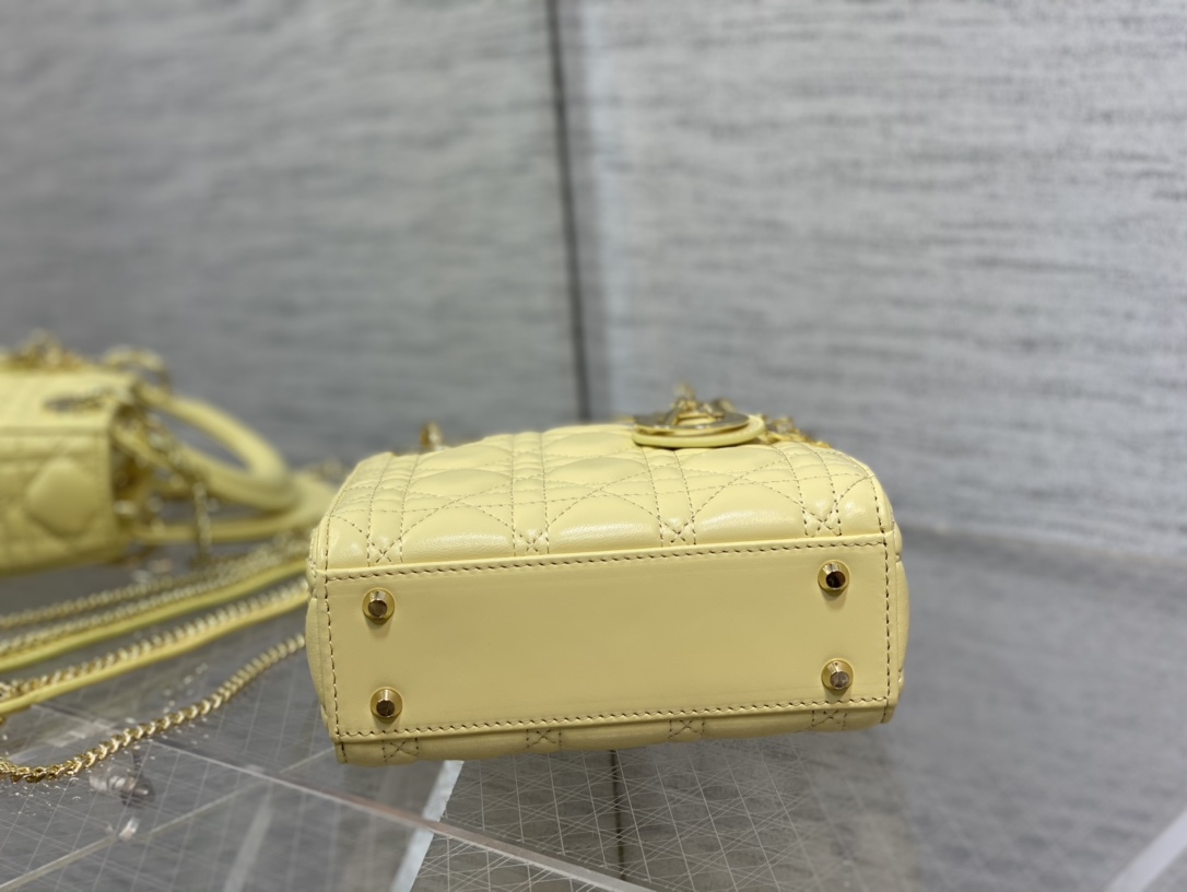 Mini Lady Dior Bag Light Yellow Cannage Lambskin